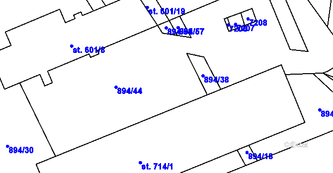 Parcela st. 894/35 v KÚ Javorník nad Veličkou, Katastrální mapa