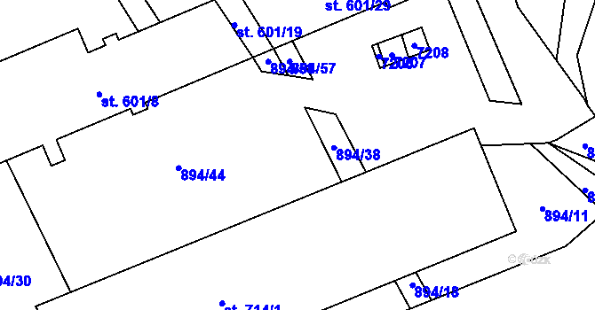 Parcela st. 894/36 v KÚ Javorník nad Veličkou, Katastrální mapa