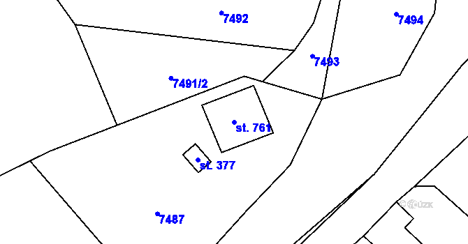 Parcela st. 761 v KÚ Javorník nad Veličkou, Katastrální mapa