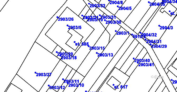 Parcela st. 2903/15 v KÚ Javorník nad Veličkou, Katastrální mapa