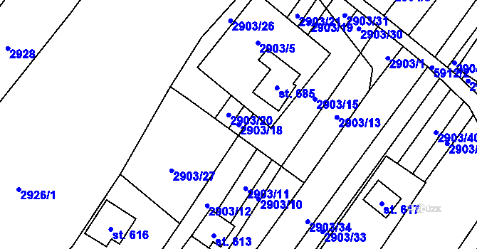 Parcela st. 2903/18 v KÚ Javorník nad Veličkou, Katastrální mapa