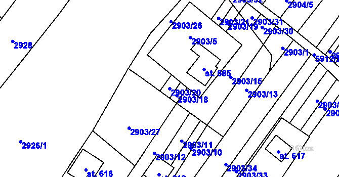 Parcela st. 2903/20 v KÚ Javorník nad Veličkou, Katastrální mapa