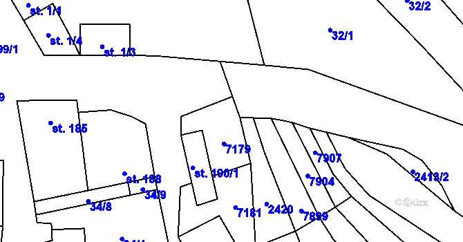 Parcela st. 190/3 v KÚ Javorník nad Veličkou, Katastrální mapa