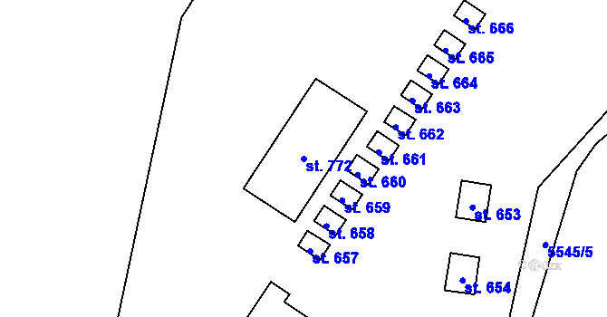 Parcela st. 772 v KÚ Javorník nad Veličkou, Katastrální mapa