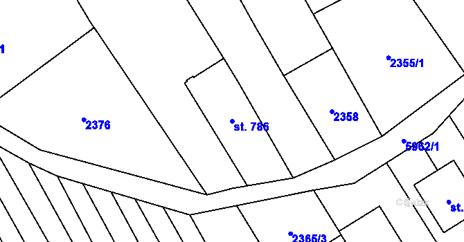 Parcela st. 786 v KÚ Javorník nad Veličkou, Katastrální mapa