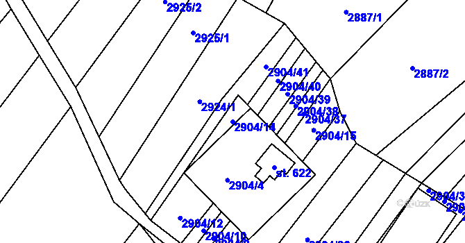 Parcela st. 2904/14 v KÚ Javorník nad Veličkou, Katastrální mapa