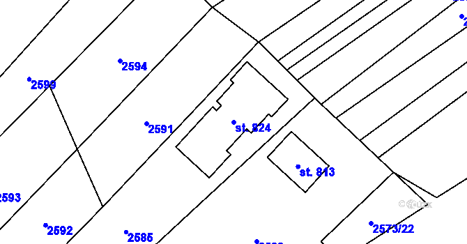 Parcela st. 824 v KÚ Javorník nad Veličkou, Katastrální mapa