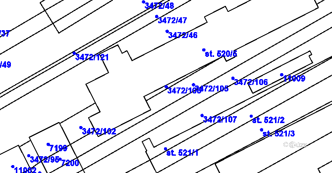 Parcela st. 3472/103 v KÚ Javorník nad Veličkou, Katastrální mapa