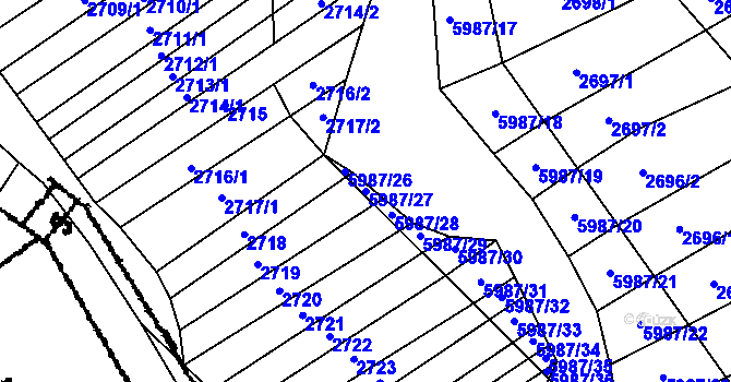 Parcela st. 5987/27 v KÚ Javorník nad Veličkou, Katastrální mapa