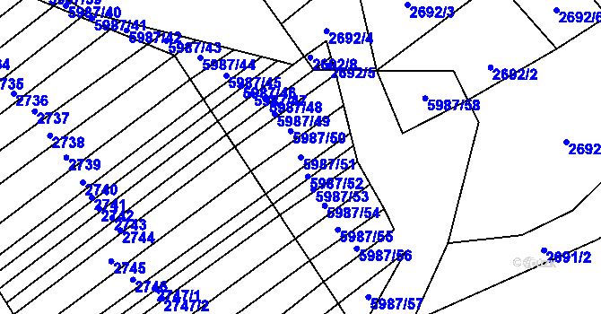 Parcela st. 5987/51 v KÚ Javorník nad Veličkou, Katastrální mapa