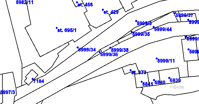 Parcela st. 5999/36 v KÚ Javorník nad Veličkou, Katastrální mapa