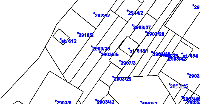 Parcela st. 2903/35 v KÚ Javorník nad Veličkou, Katastrální mapa