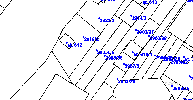 Parcela st. 2903/36 v KÚ Javorník nad Veličkou, Katastrální mapa