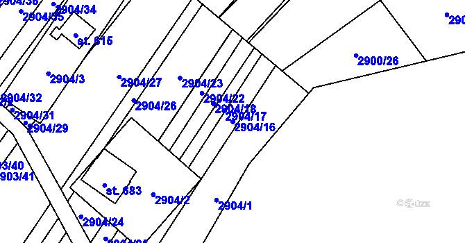 Parcela st. 2904/16 v KÚ Javorník nad Veličkou, Katastrální mapa