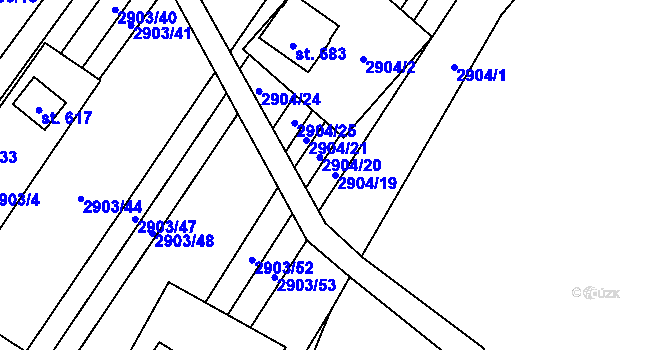Parcela st. 2904/19 v KÚ Javorník nad Veličkou, Katastrální mapa
