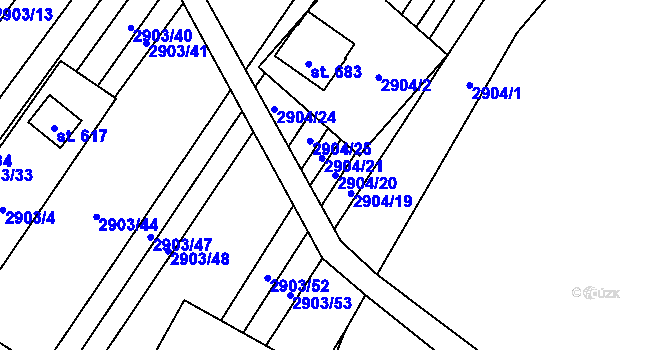 Parcela st. 2904/20 v KÚ Javorník nad Veličkou, Katastrální mapa