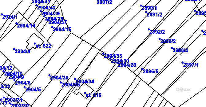 Parcela st. 2904/33 v KÚ Javorník nad Veličkou, Katastrální mapa