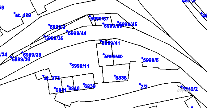 Parcela st. 5999/40 v KÚ Javorník nad Veličkou, Katastrální mapa