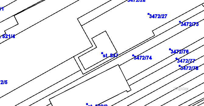 Parcela st. 847 v KÚ Javorník nad Veličkou, Katastrální mapa