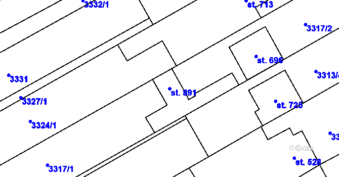 Parcela st. 891 v KÚ Javorník nad Veličkou, Katastrální mapa