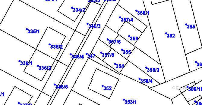 Parcela st. 357/6 v KÚ Javorník-město, Katastrální mapa