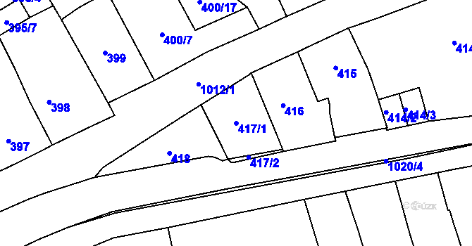 Parcela st. 417/1 v KÚ Javorník-město, Katastrální mapa