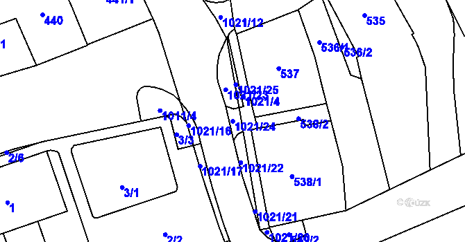 Parcela st. 1021/24 v KÚ Javorník-město, Katastrální mapa