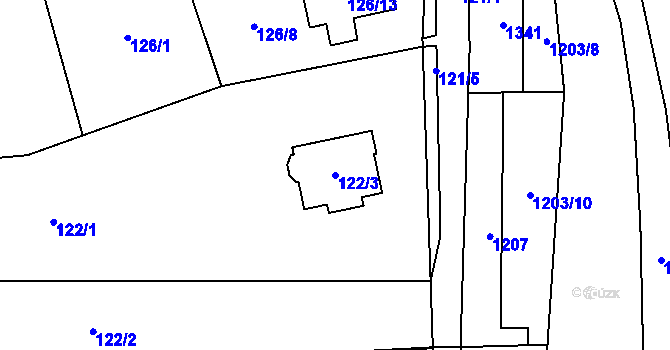 Parcela st. 122/3 v KÚ Javorník-město, Katastrální mapa