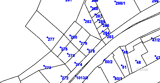 Parcela st. 279 v KÚ Javorník-město, Katastrální mapa