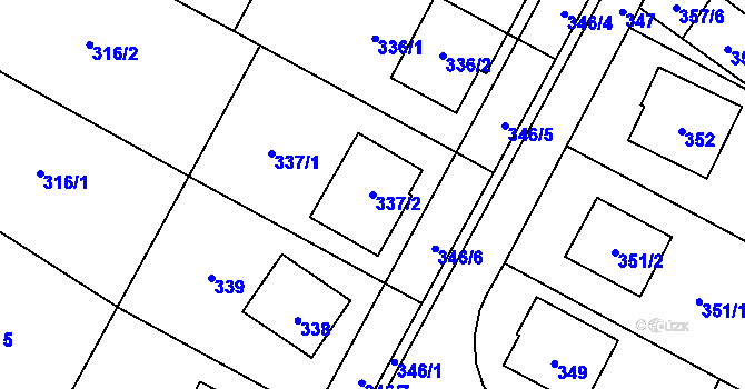 Parcela st. 337/2 v KÚ Javorník-město, Katastrální mapa