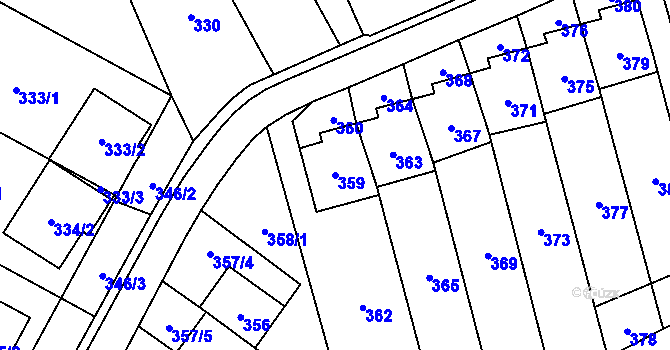 Parcela st. 359 v KÚ Javorník-město, Katastrální mapa