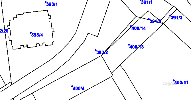 Parcela st. 393/2 v KÚ Javorník-město, Katastrální mapa