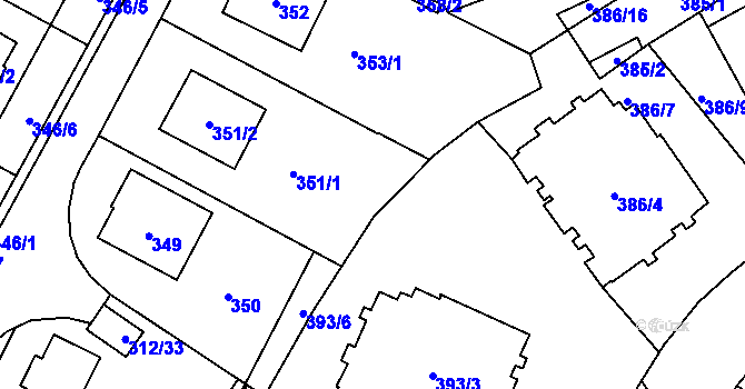 Parcela st. 393/5 v KÚ Javorník-město, Katastrální mapa