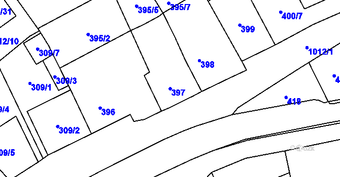 Parcela st. 397 v KÚ Javorník-město, Katastrální mapa