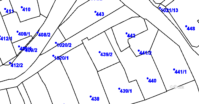 Parcela st. 439/2 v KÚ Javorník-město, Katastrální mapa