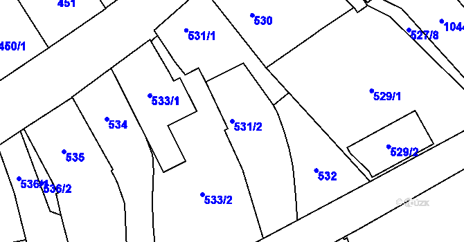 Parcela st. 531/2 v KÚ Javorník-město, Katastrální mapa