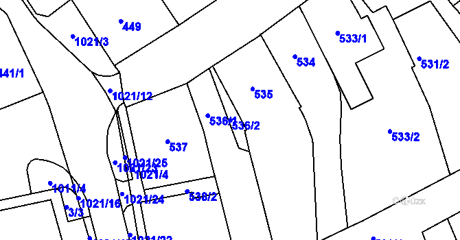 Parcela st. 536/2 v KÚ Javorník-město, Katastrální mapa