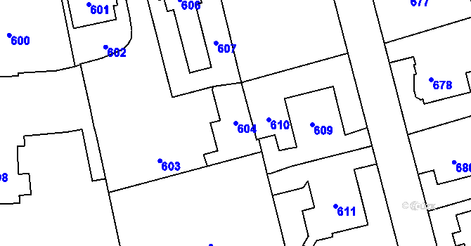 Parcela st. 604 v KÚ Javorník-město, Katastrální mapa