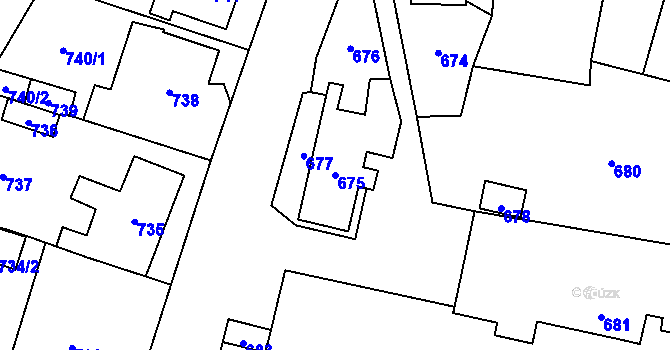 Parcela st. 675 v KÚ Javorník-město, Katastrální mapa