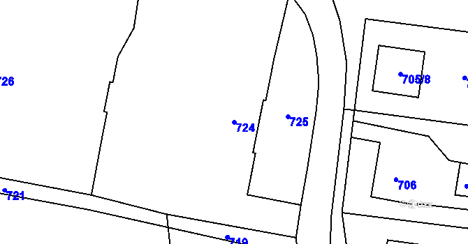 Parcela st. 724 v KÚ Javorník-město, Katastrální mapa