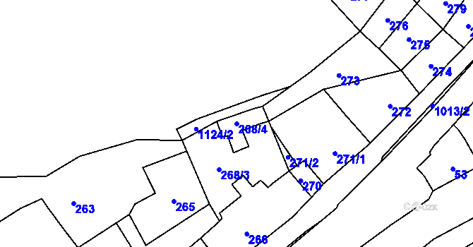 Parcela st. 268/4 v KÚ Javorník-město, Katastrální mapa