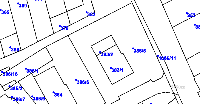 Parcela st. 383/2 v KÚ Javorník-město, Katastrální mapa