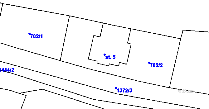 Parcela st. 5 v KÚ Travná u Javorníka, Katastrální mapa