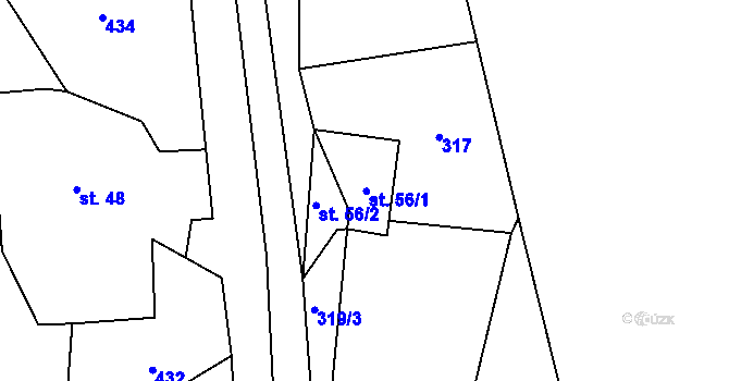 Parcela st. 56 v KÚ Travná u Javorníka, Katastrální mapa