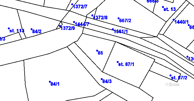 Parcela st. 85 v KÚ Travná u Javorníka, Katastrální mapa