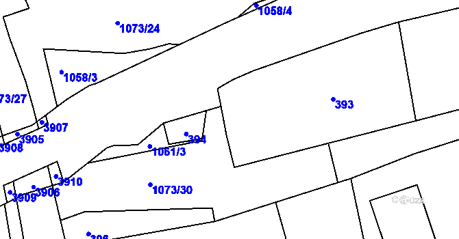 Parcela st. 1073/29 v KÚ Javorník-ves, Katastrální mapa