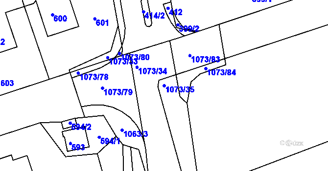 Parcela st. 1073/35 v KÚ Javorník-ves, Katastrální mapa