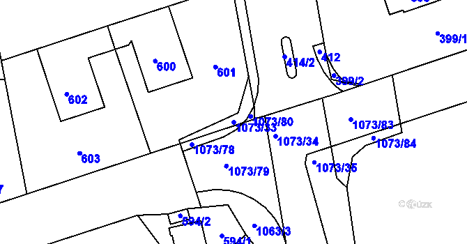 Parcela st. 1073/33 v KÚ Javorník-ves, Katastrální mapa