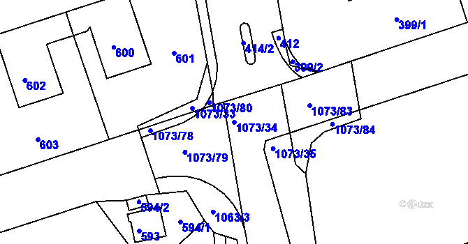 Parcela st. 1073/34 v KÚ Javorník-ves, Katastrální mapa
