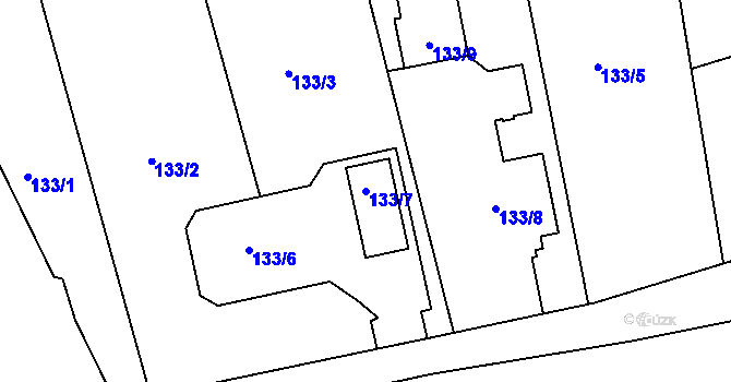 Parcela st. 133/7 v KÚ Javorník-ves, Katastrální mapa